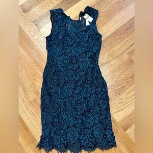 Banana Republic Teal Floral Lace Midi Dress